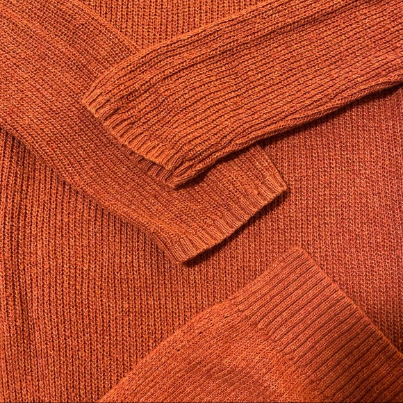 Anthropologie Moth Sweater Dress with High Side Slits in Burnt Red Orange - Picture 7 of 11